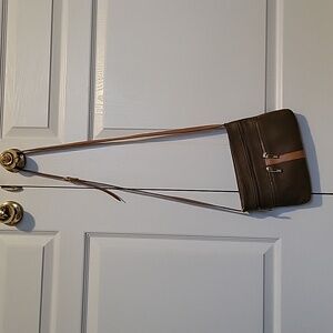 Barbieri Barbara Brown & Tan Genuine Pebbled Leather Crossbody Bag